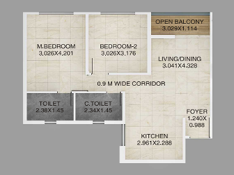 Kumar Megapolis Hinjewadi 2BHK Plan