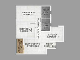 Kumar Properties Hinjewadi 2BHK Plan